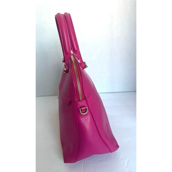 Authentic Furla Piper M Hot Pink Leather Handbag Bag Satchel Purse - Picture 2 of 12